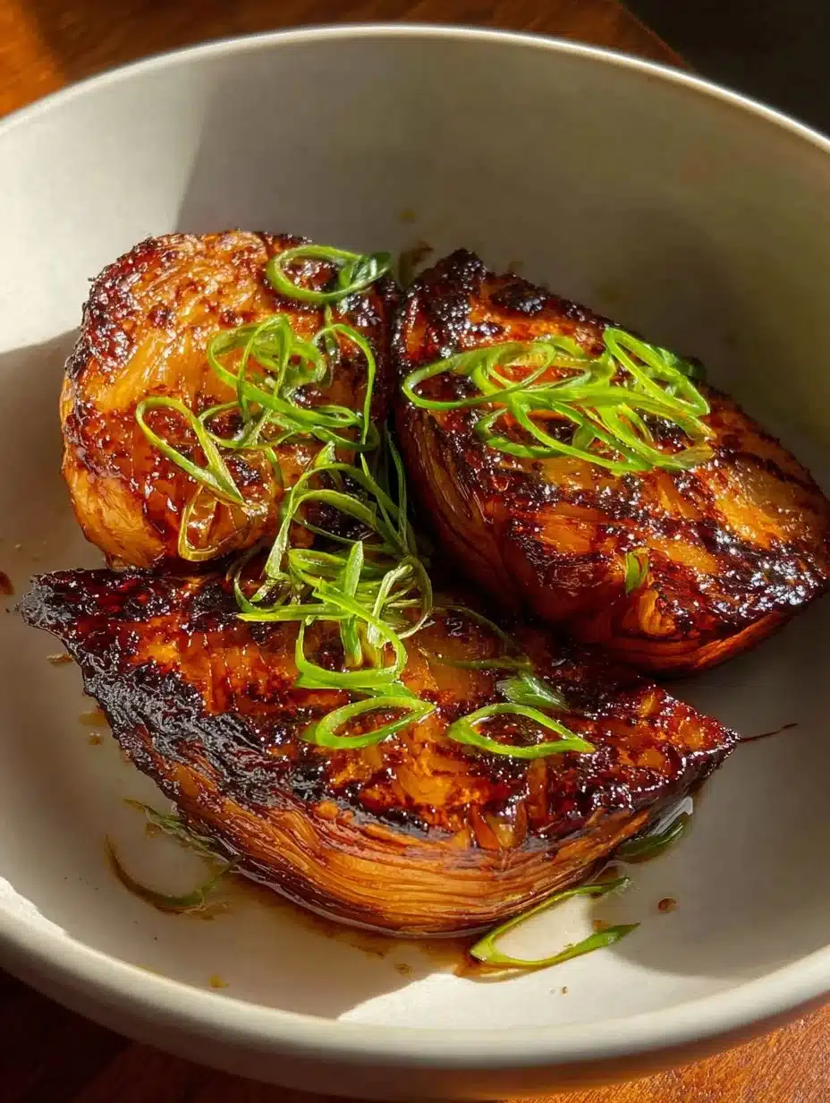 Delicious Chili Miso Butter Cabbage dish garnished with fresh herbs.