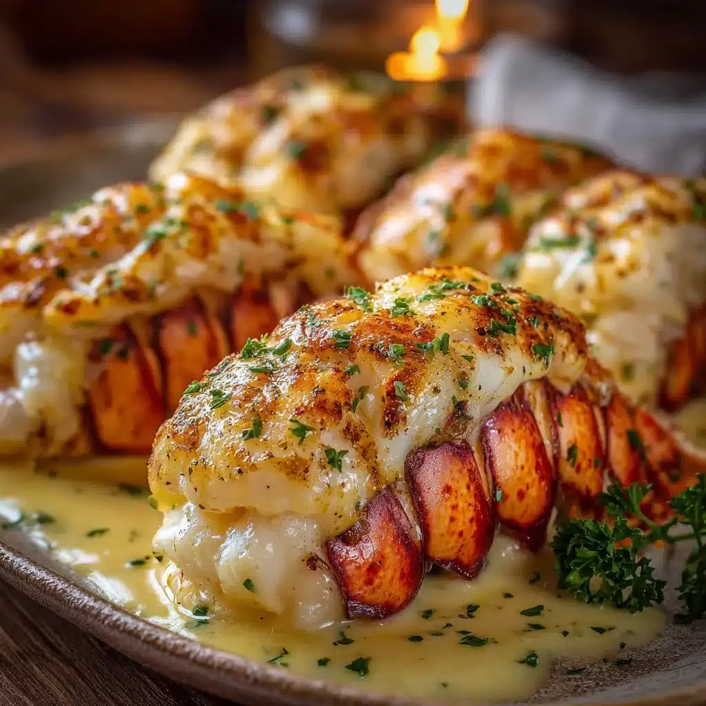 Creamy garlic butter lobster tails prepared and served on a plate