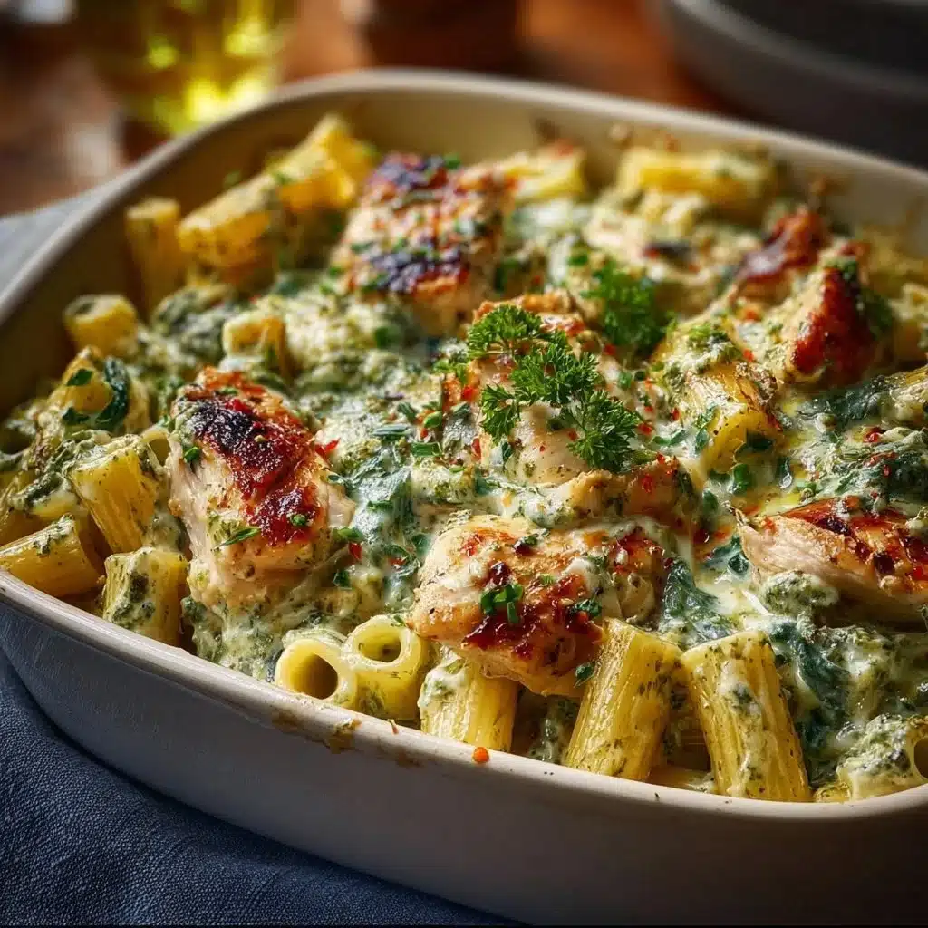 Creamy Pesto Chicken Pasta Bake