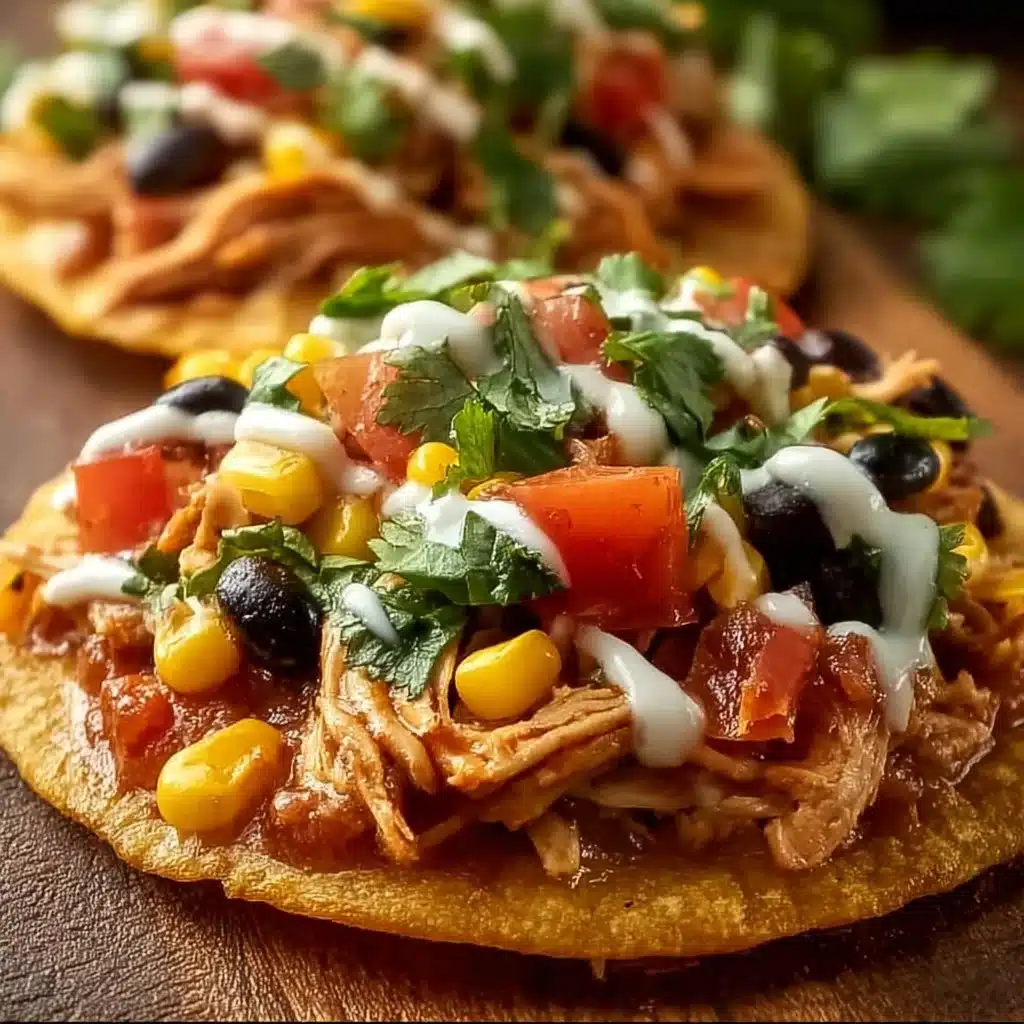 Delicious easy Mexican chicken tostadas with fresh toppings