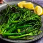 Delicious Garlic Roasted Broccolini cooked in an air fryer