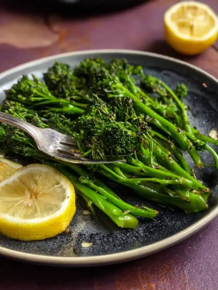 Easy Garlic Roasted Air Fryer Broccolini with Lemon (+Video)