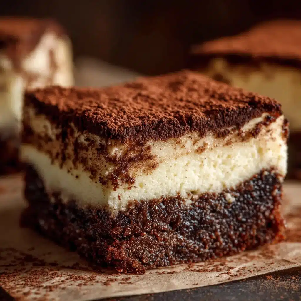 Delicious gluten-free tiramisu brownies with layers of coffee and chocolate