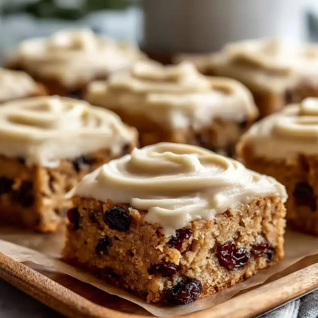 Delicious homemade oatmeal raisin cookie bars with oats and raisins