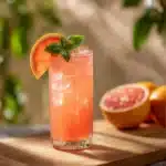 Grapefruit Basil Splash mocktail served in a stylish glass with fresh ingredients