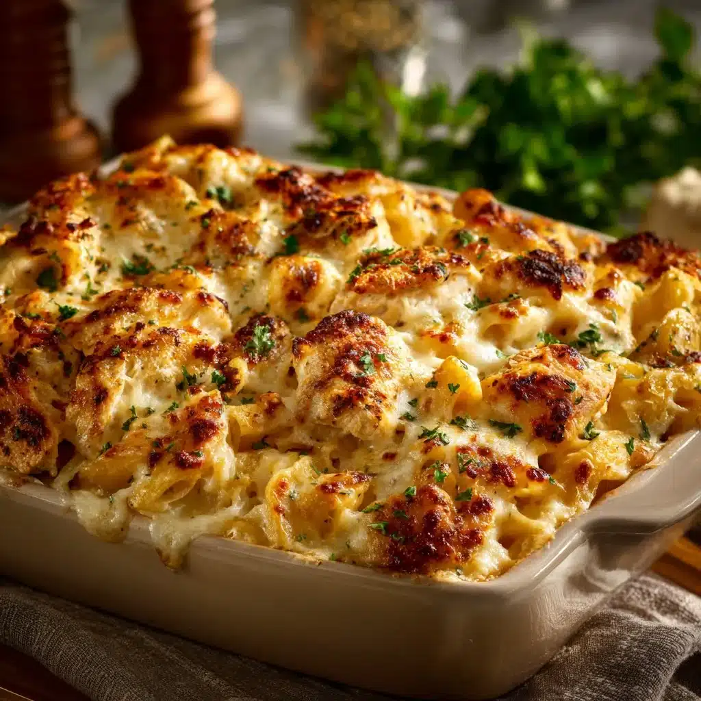 High-Protein Chicken Alfredo Bake