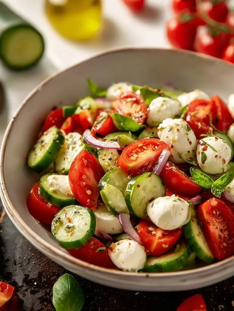 Juicy Cucumber Caprese Salad