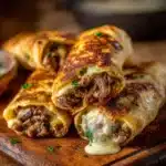 Delicious Keto Philly Cheesesteak Rolls served on a plate
