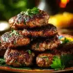Delicious Lebanese Kafta served with fresh vegetables and herbs