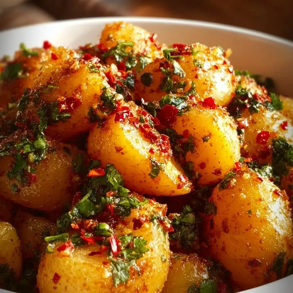 Delicious Mexican-style street potatoes topped with spices and garnishes