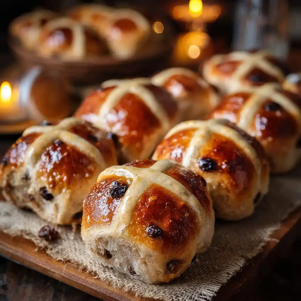 Freshly baked mini hot cross buns with icing crosses