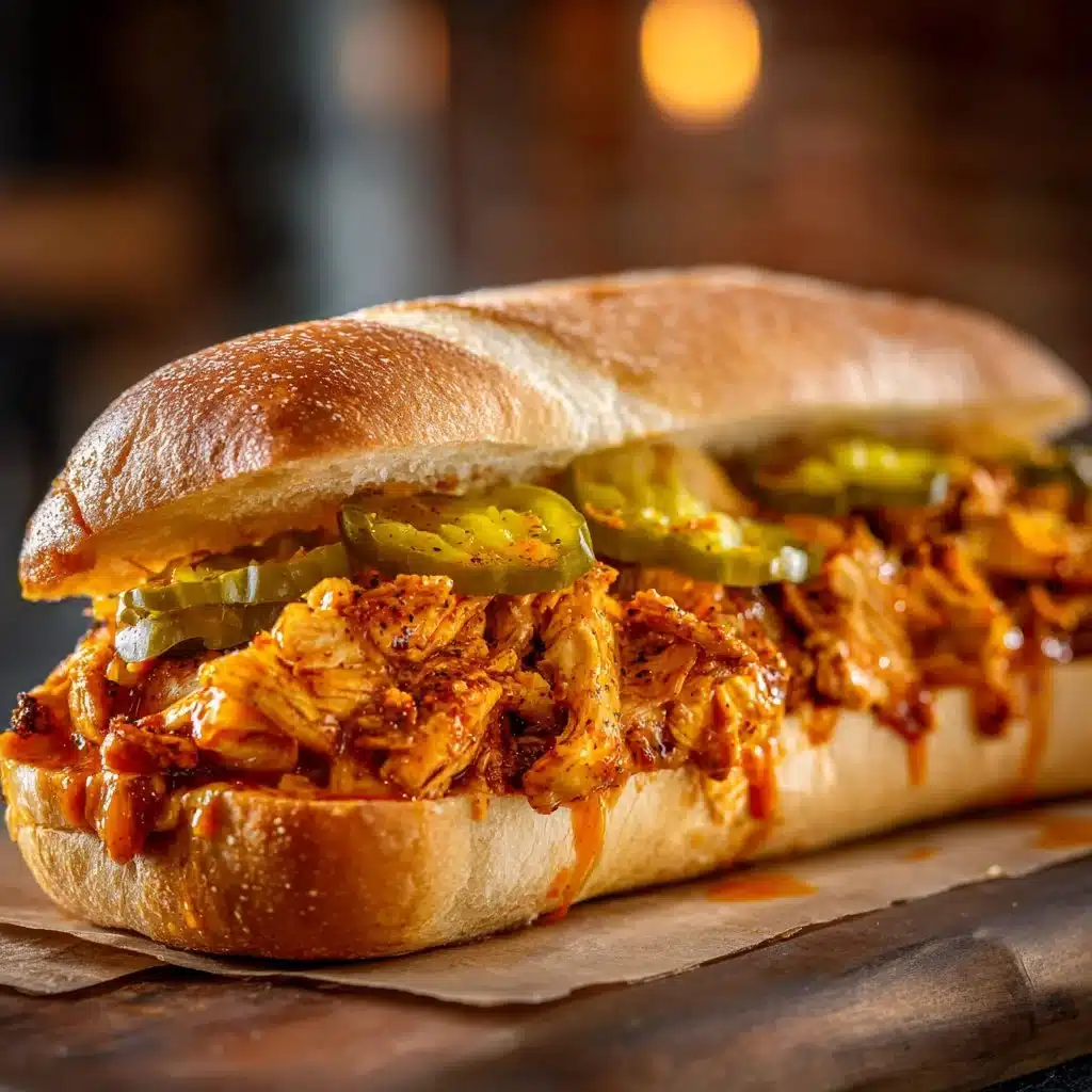 Nashville Hot Chicken Melt with crispy chicken, melted cheese, and toppings on a bun