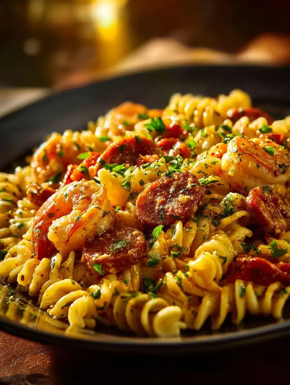 Delicious Pappadeaux Mardi Gras Pasta with seafood and spices