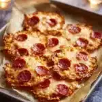Pepperoni and cheese crisps, a delicious crunchy snack favorite.