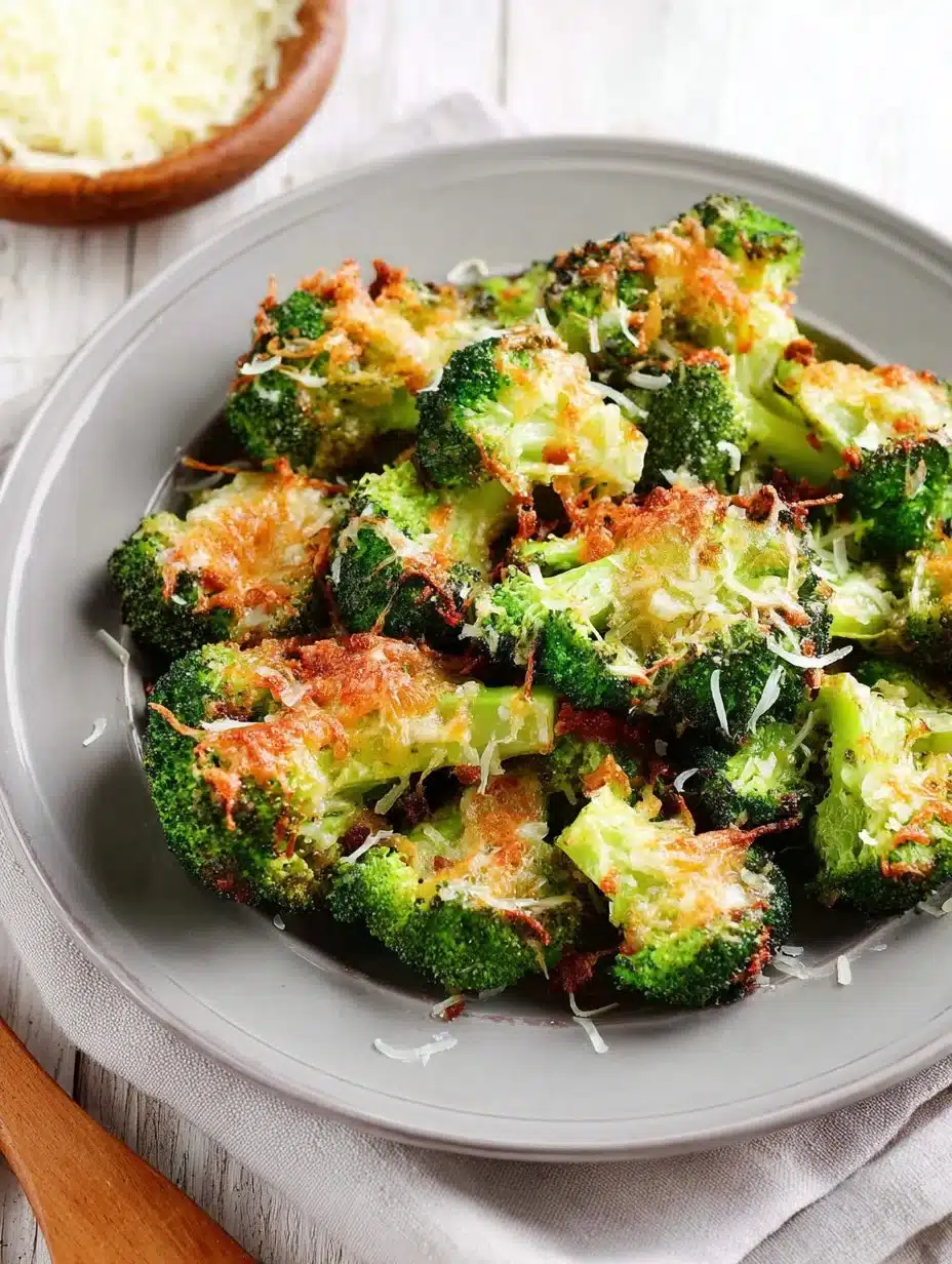 Oven-roasted smashed broccoli garnished with herbs and spices