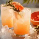 Refreshing Rosemary Grapefruit Fizz mocktail in a glass with rosemary sprig