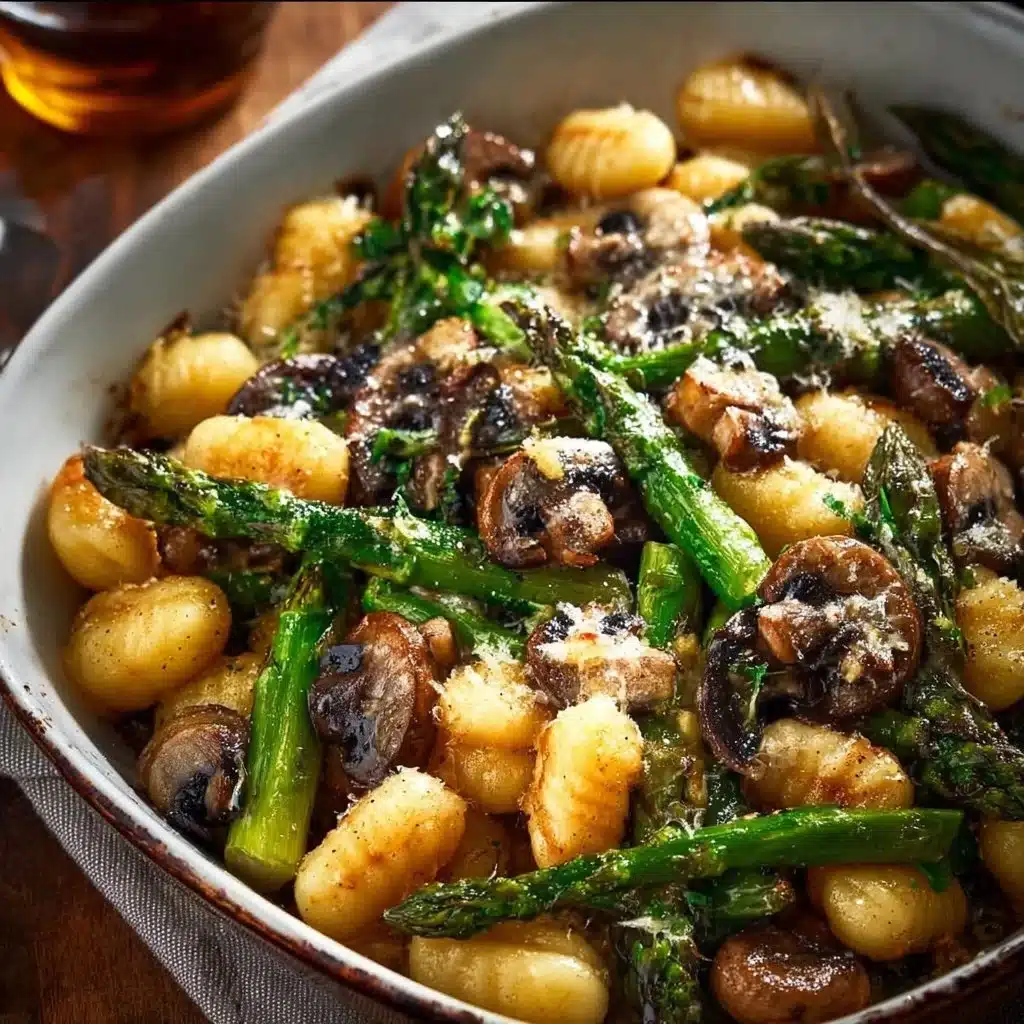 Sheet Pan Asparagus Mushroom Gnocchi Recipe
