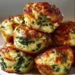 Spinach ricotta bites served on a platter with dipping sauce