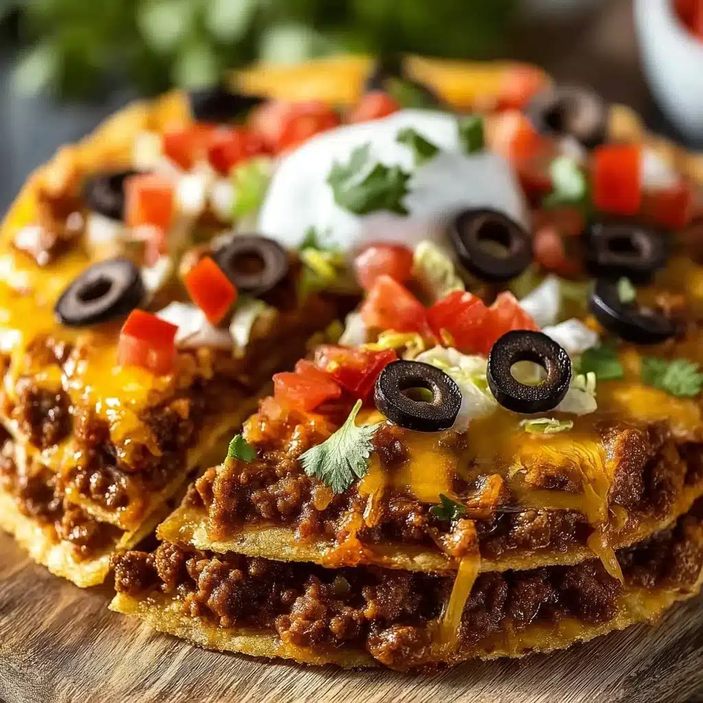 Taco Bell Mexican Pizza with toppings and cheese on a plate