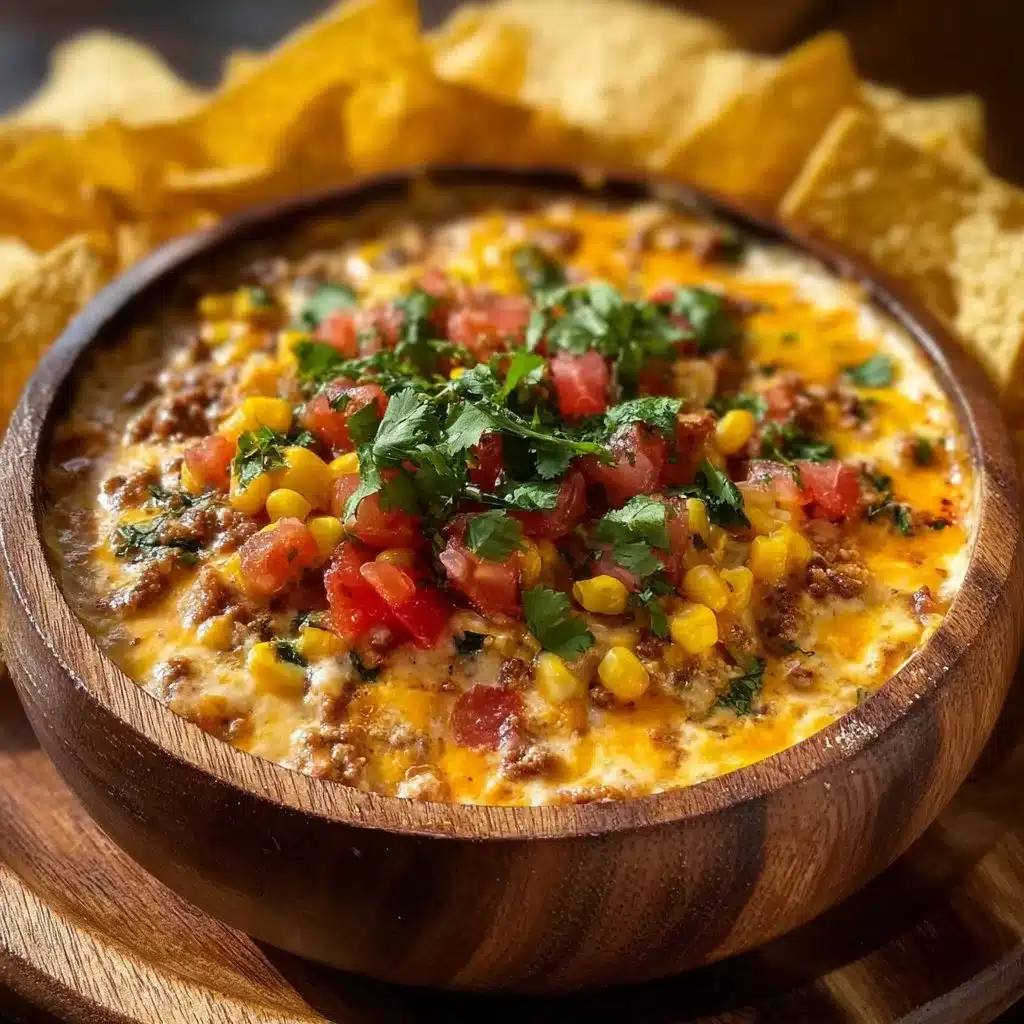 Delicious Texas Trash Dip ready to serve at a party