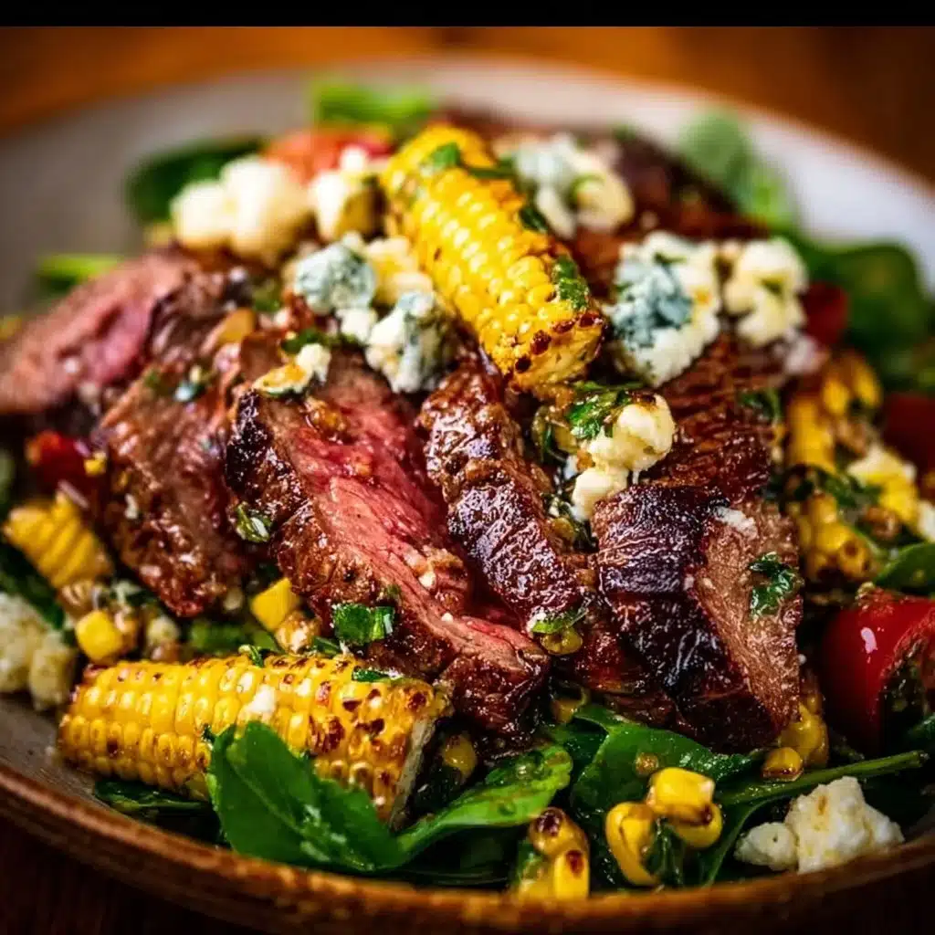 Balsamic Steak Gorgonzola Salad with Grilled Corn