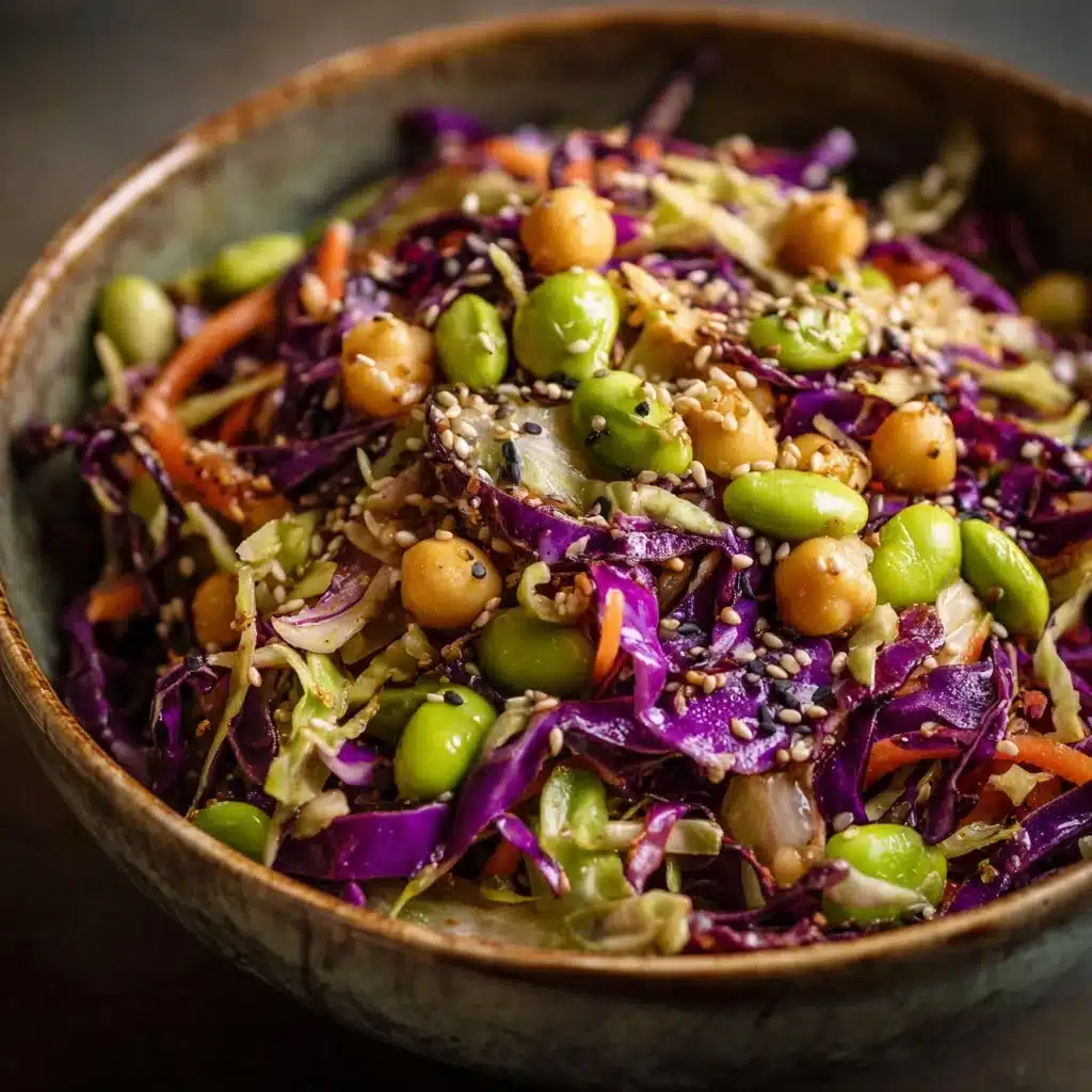 Chickpea, Edamame, and Cabbage Salad with Sesame Dressing