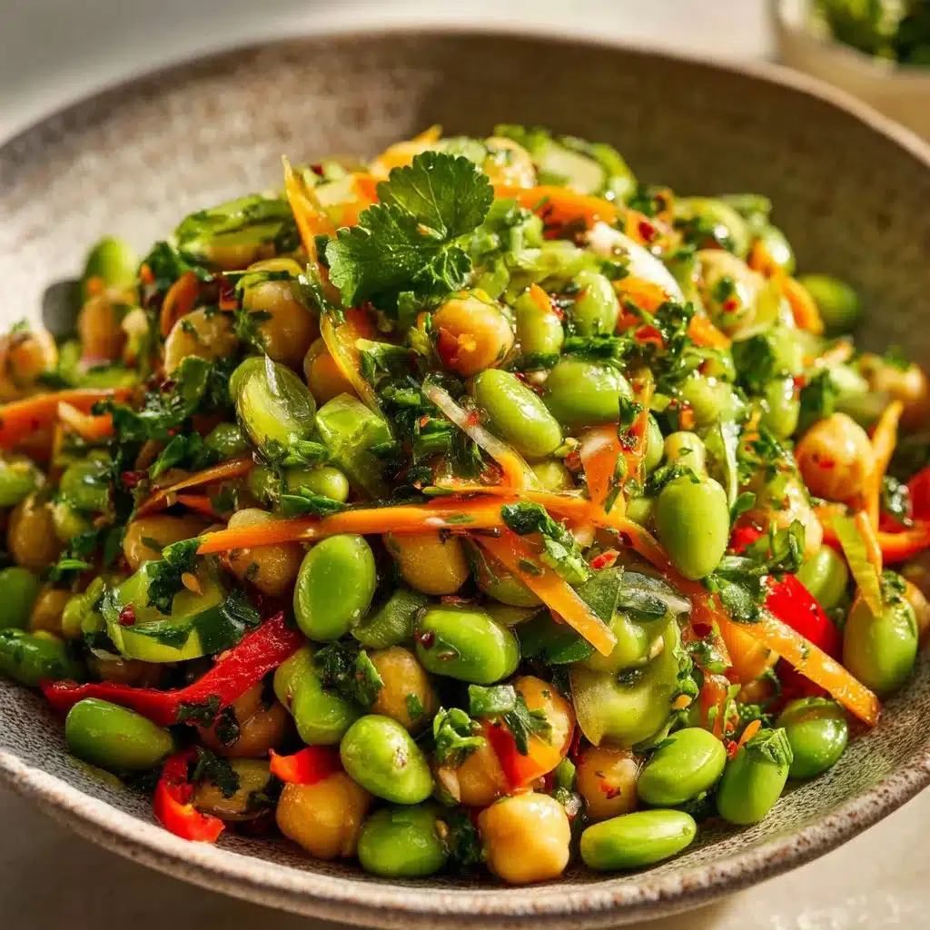 Chickpea Edamame Salad with Ginger Sesame Vinaigrette