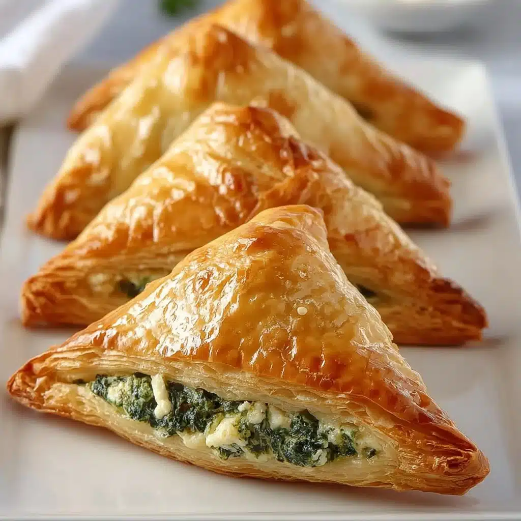 Flaky spinach feta puff pastry baked to golden perfection