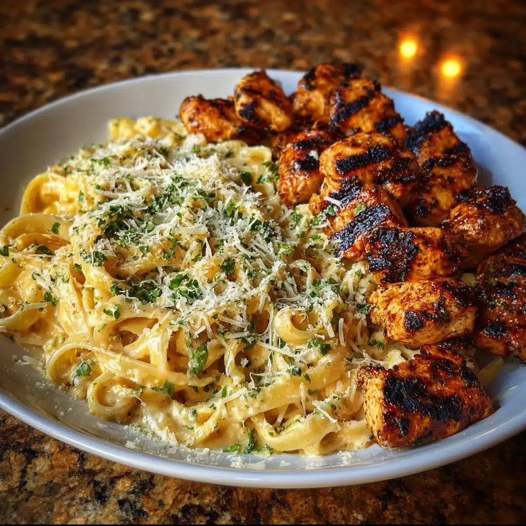 Garlic Chicken Bites & Creamy Alfredo Pasta