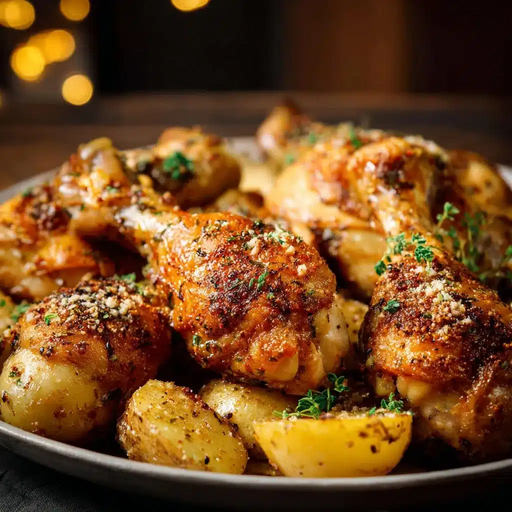 Garlic Parmesan Chicken Drumsticks with Potatoes