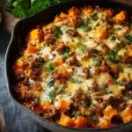 Delicious Ground Turkey Sweet Potato Bake fresh out of the oven