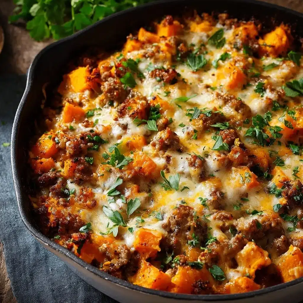 Delicious Ground Turkey Sweet Potato Bake fresh out of the oven