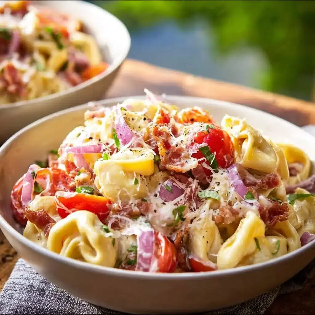 Healthy Grinder Tortellini Salad with fresh vegetables