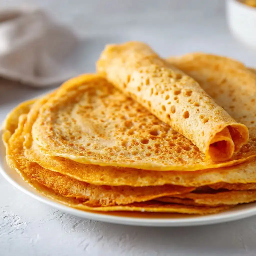 Homemade red lentil tortilla wraps stacked on a wooden board