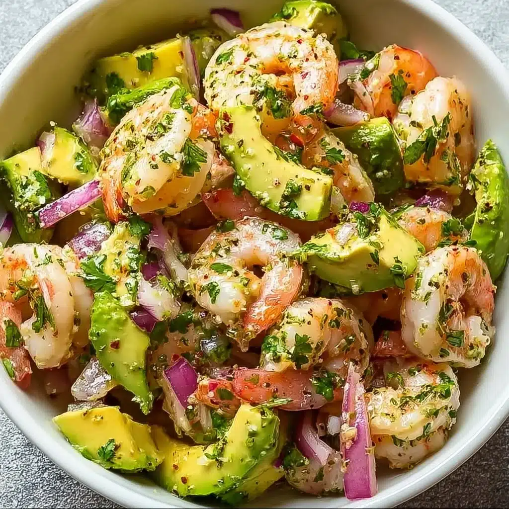 Fresh Shrimp Avocado Salad with vibrant ingredients served in a bowl