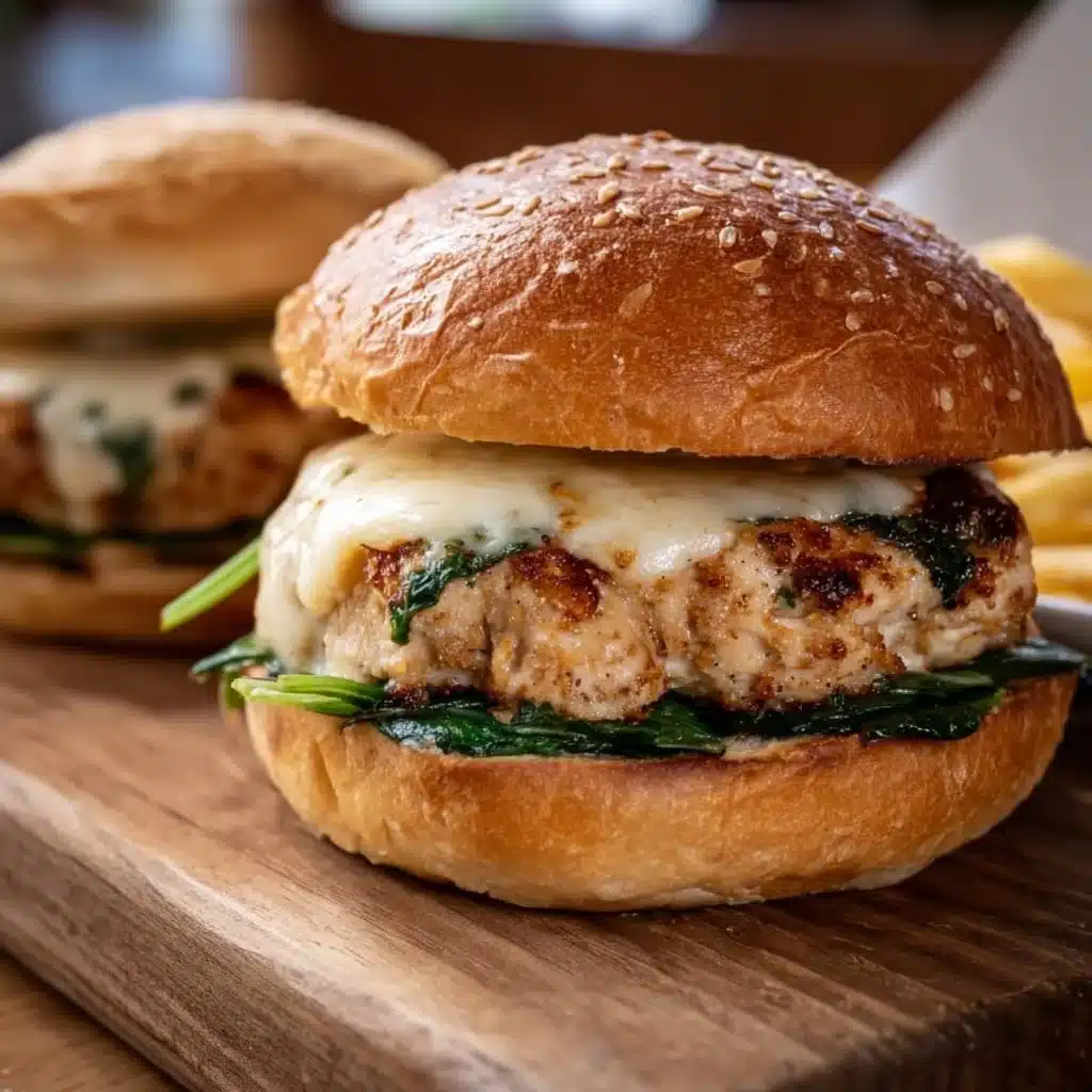 White Cheddar and Spinach Chicken Burgers – Juicy and Flavorful