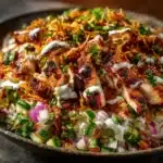 Chicken Shawarma Crispy Rice Salad in a bowl ready for meal prep