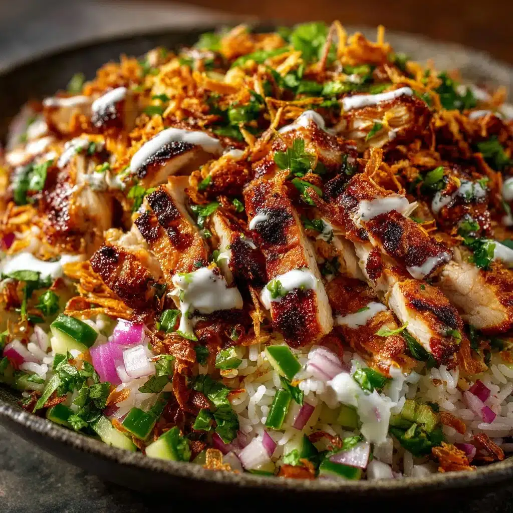 Chicken Shawarma Crispy Rice Salad in a bowl ready for meal prep