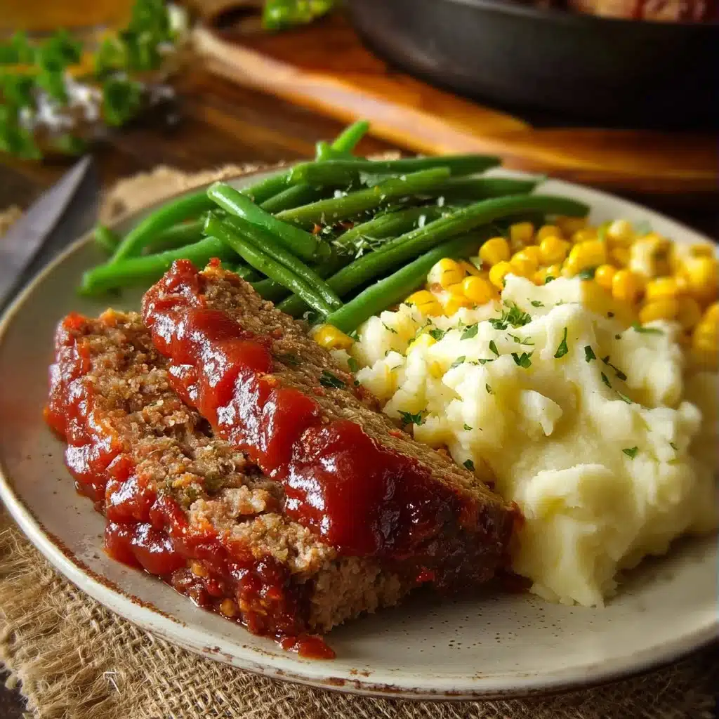 Classic Meatloaf with Mashed Potatoes, Green Beans & Corn