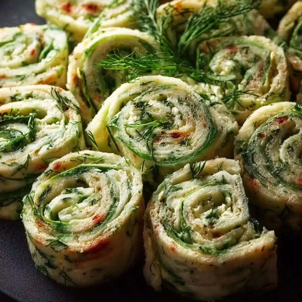 Light cucumber dill pinwheels served on a platter, a refreshing appetizer.