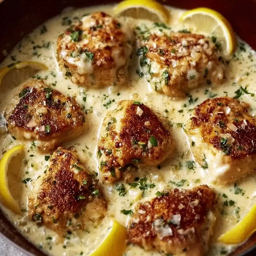 Savory chicken pillows served with creamy Parmesan sauce in a delicious dish