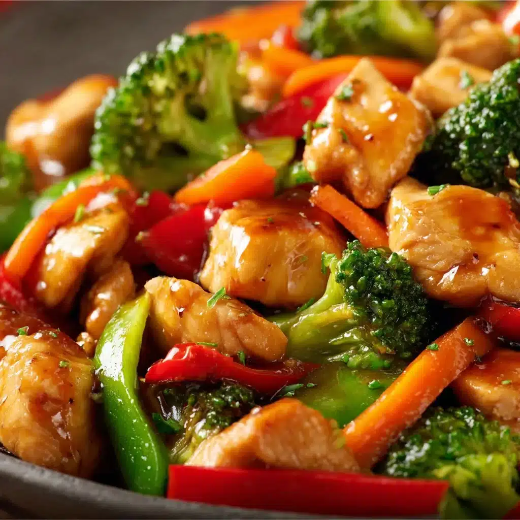 Savory chicken stir fry with mixed vegetables cooked in 30 minutes