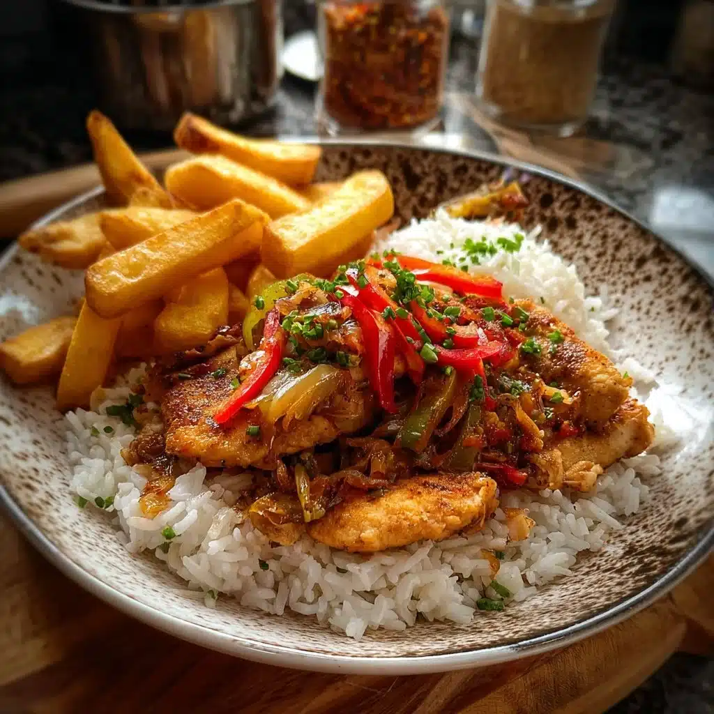 Ultimate Pepper Chicken with Rice & Crispy Fries