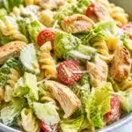 Delicious High-Protein Cold Pasta Salad with Grilled Chicken and fresh veggies