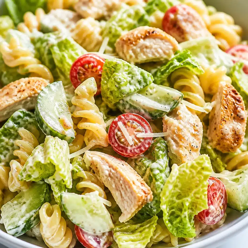 Delicious High-Protein Cold Pasta Salad with Grilled Chicken and fresh veggies