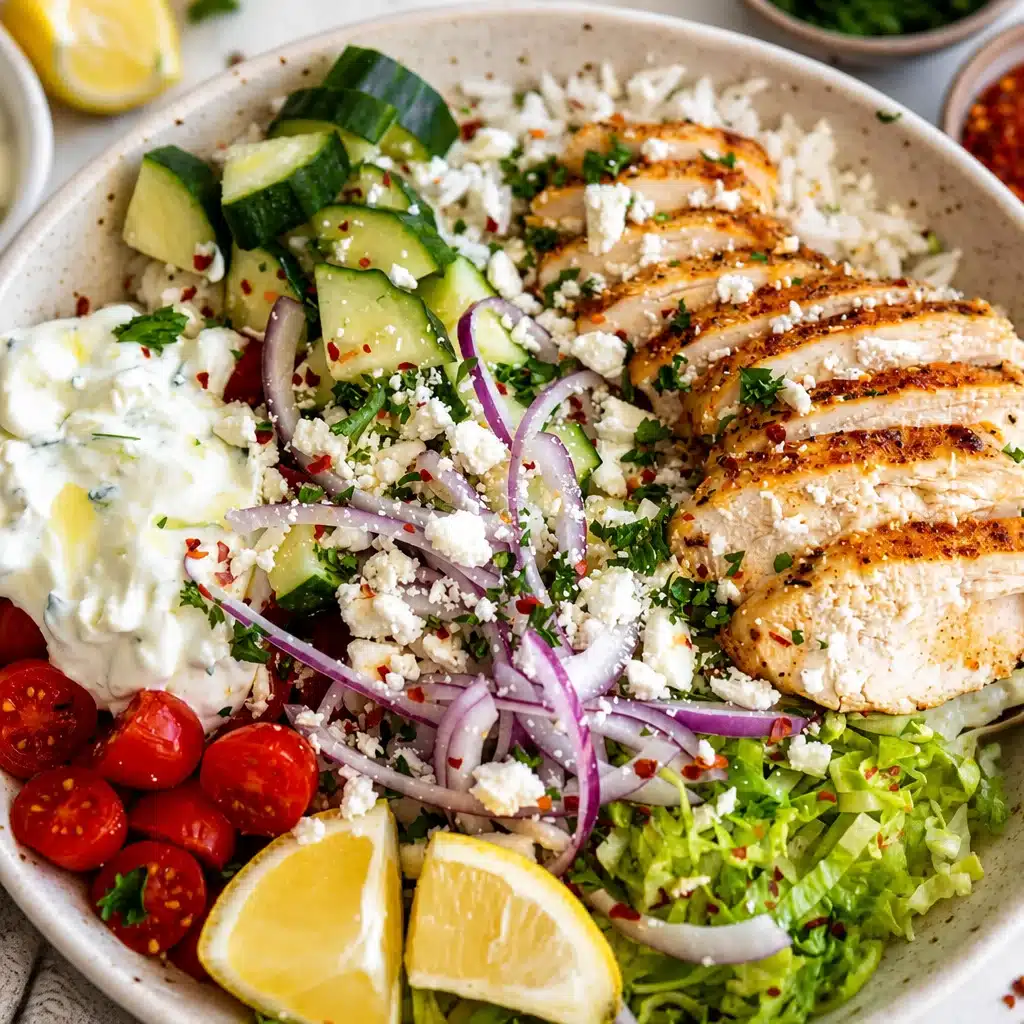 High-Protein Lemon Herb Chicken Salad Bowls with fresh ingredients and herbs.