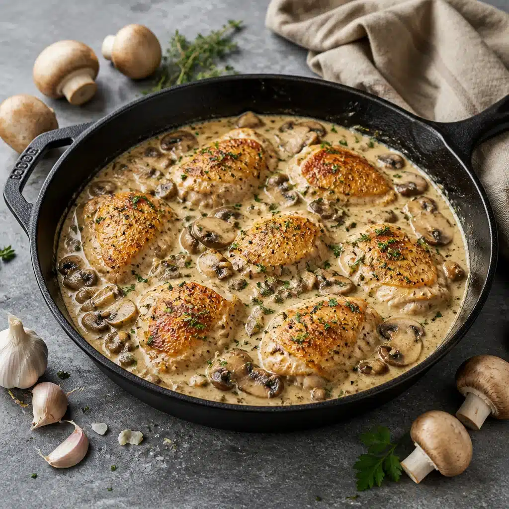 Macro-Friendly Creamy Mushroom Garlic Chicken
