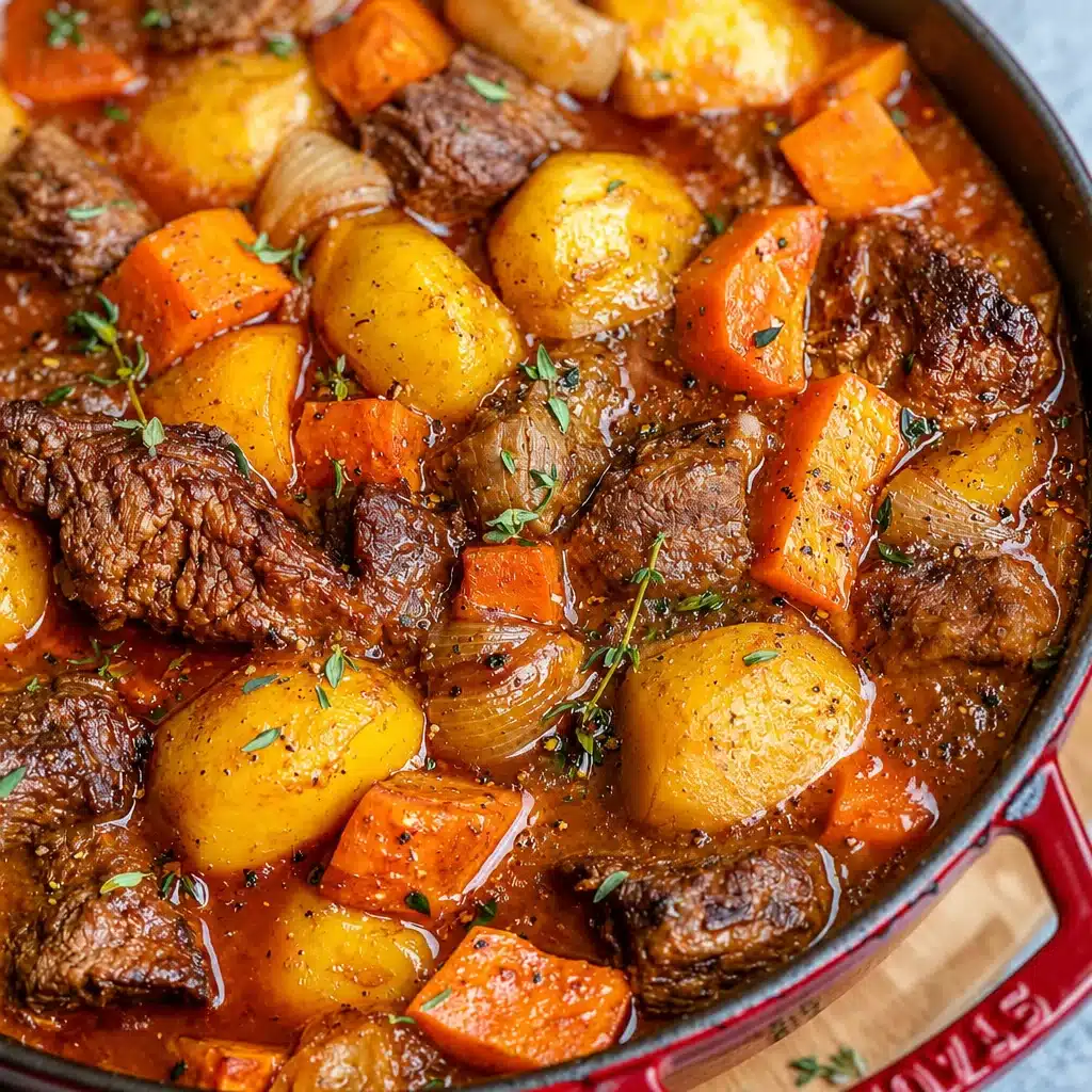 Hearty Beef & Vegetable Stew, a macro-friendly and nutritious one-pot meal
