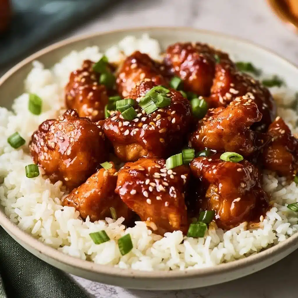 Delicious crispy sesame chicken served with vegetables and sauce