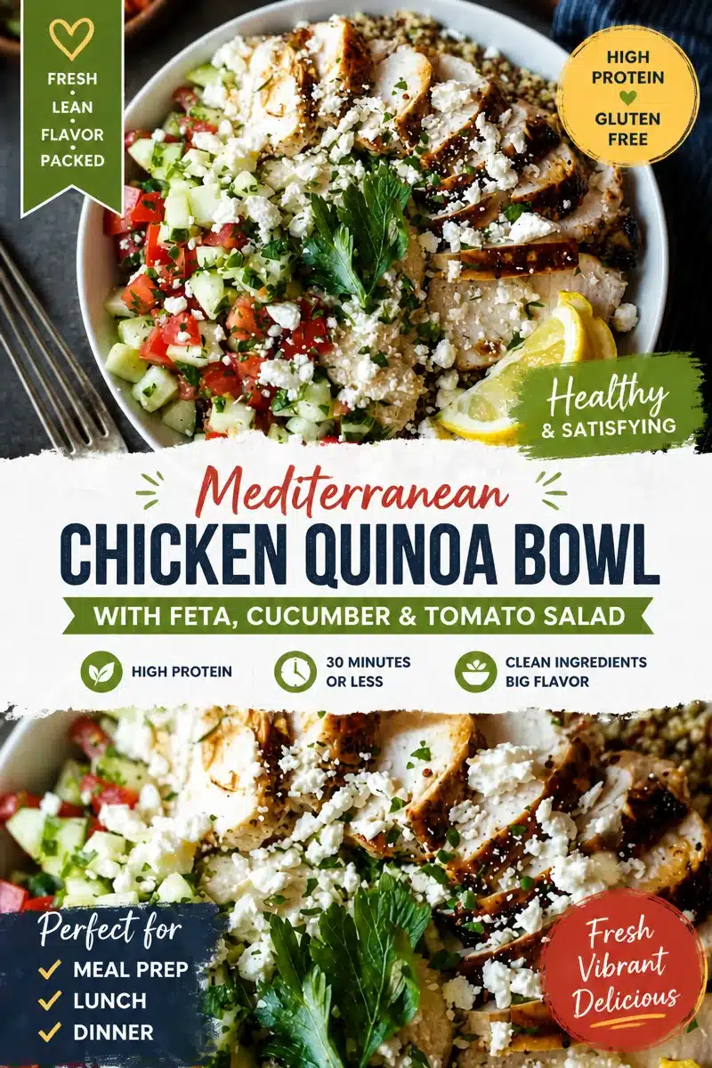 High-Protein Mediterranean Chickpea & Grilled Chicken Quinoa Bowls